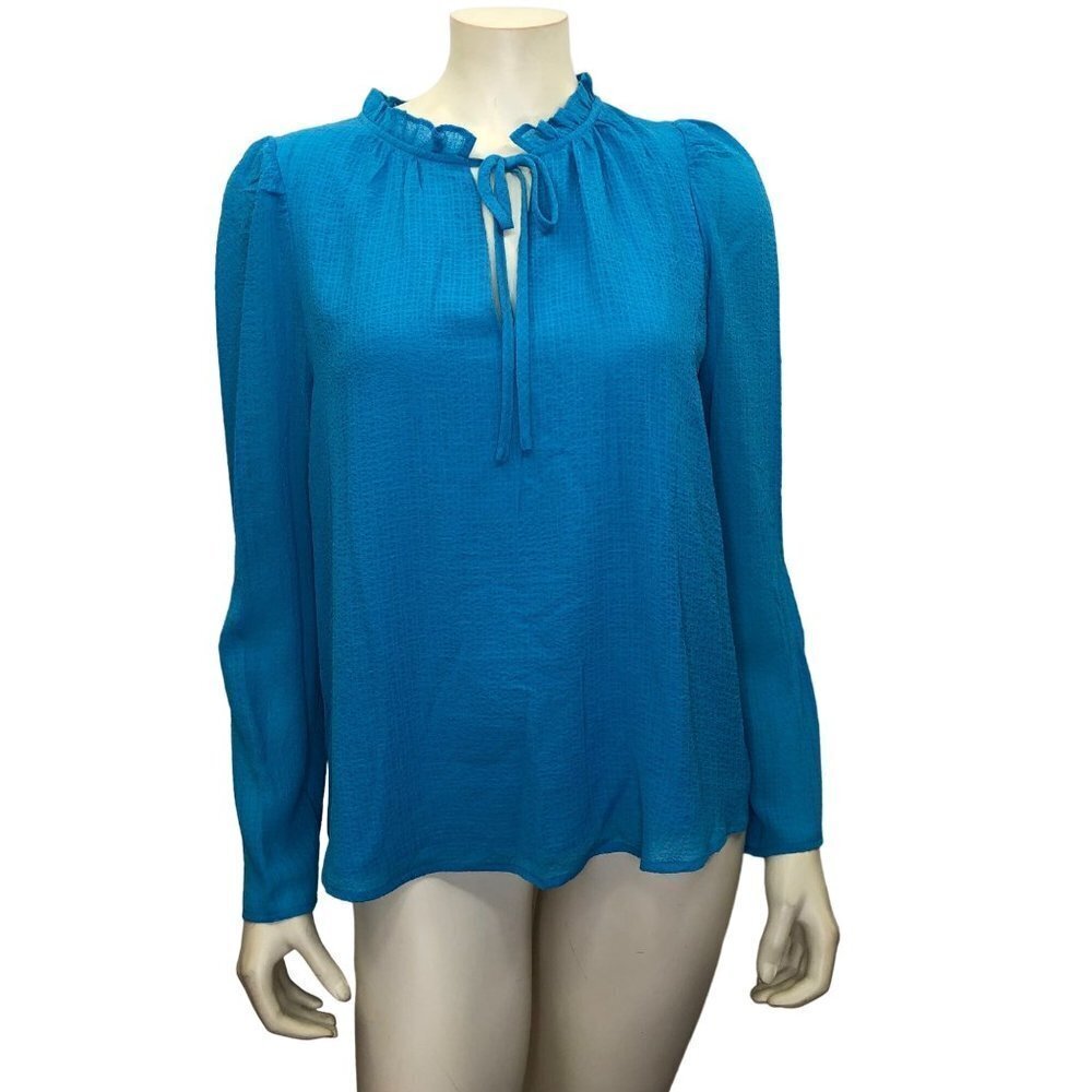 $79 CALVIN KLEIN Checked Pattern Tie-Neck Top SZ MD NEW‎ WITH TAG